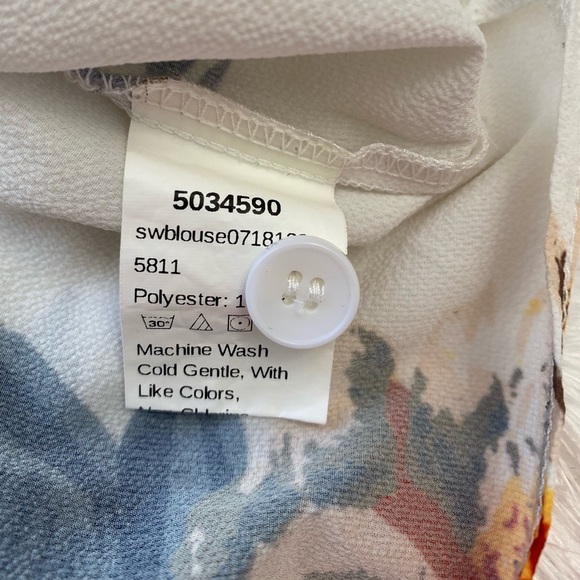 Shein Floral Mock Button & Tie Front Top W Small - Picture 5 of 5